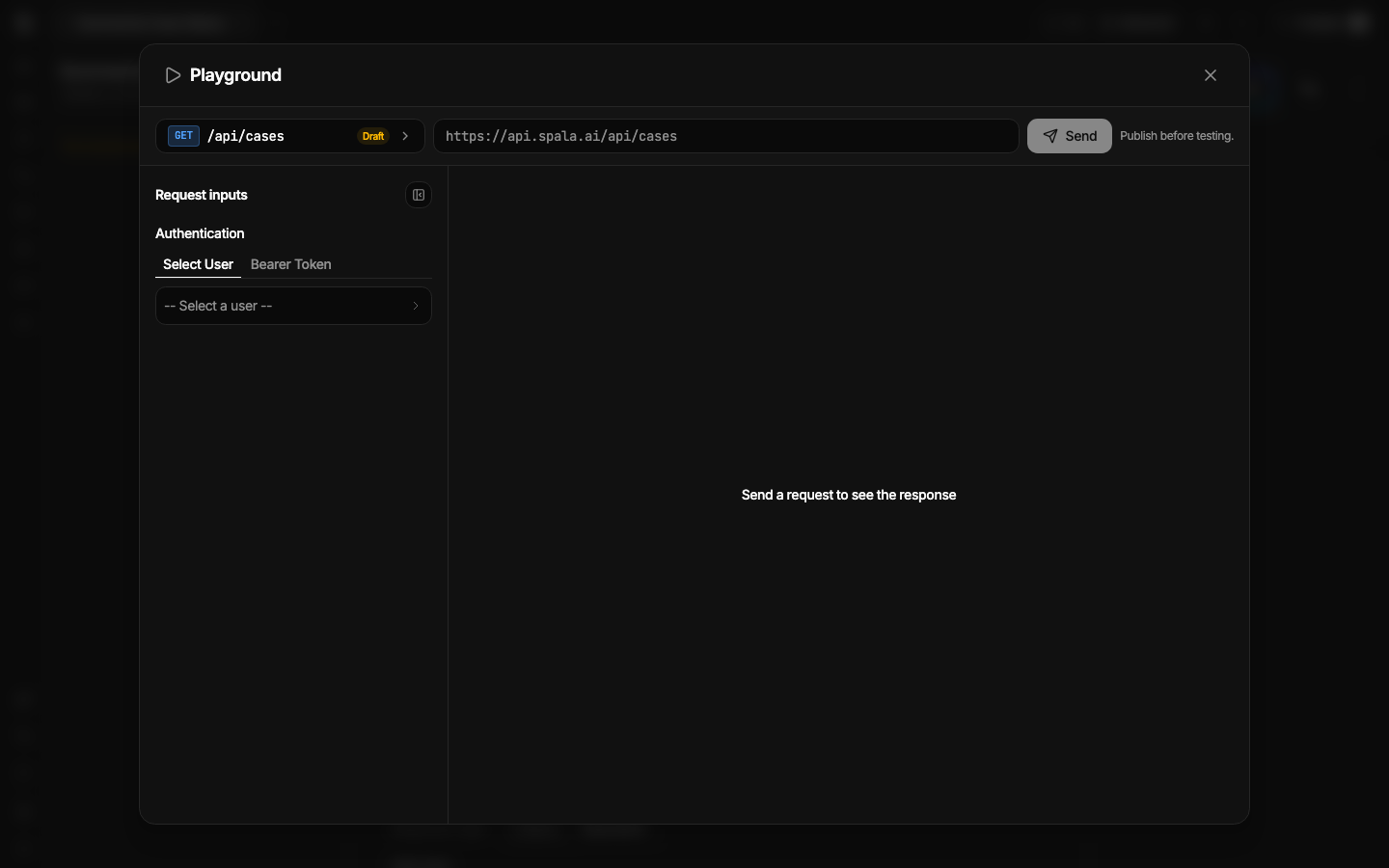API Playground screenshot