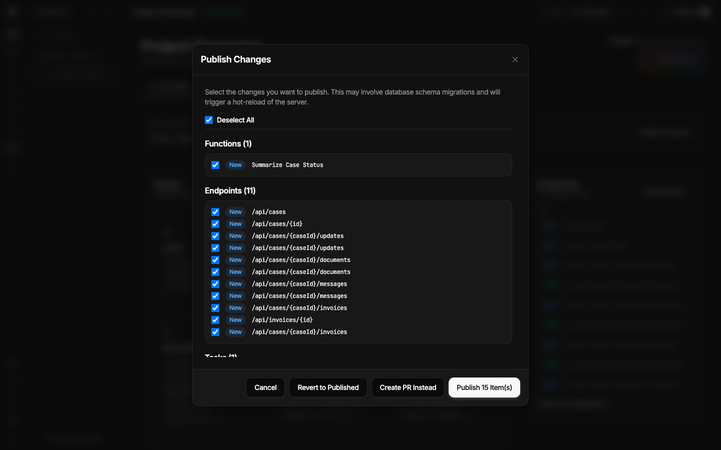 Publish dialog screenshot